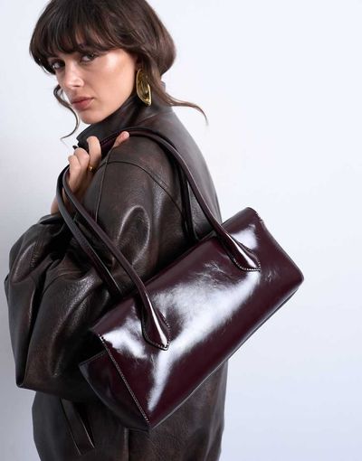 Topshop Topshop Sally folded bag in burgundy-Red
