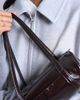 Topshop Topshop Salma bowler bag in chocolate patent-Brown - 4