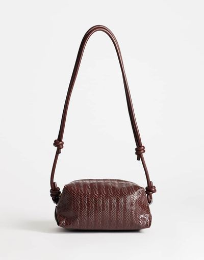 Topshop Topshop Samara weave cross-body bag in tan-Brown