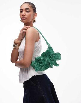 Topshop Topshop Sana knit flower bag in green