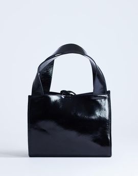 Topshop Topshop Sandy small real suede and leather purse with tie closure in black