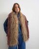Topshop Topshop Sandy wispy faux fur scarf in brown and burgundy - 1
