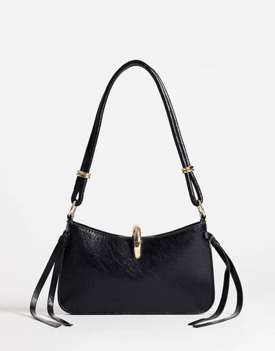Topshop Topshop Sansa small shoulder bag with hardware in black