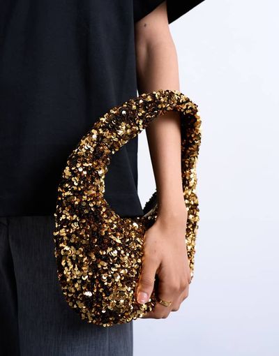 Topshop Topshop Santana scoop sequin shoulder bag in gold