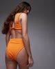 Topshop Topshop Santorini high waisted brief bikini bottoms in orange-Red - 3