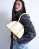 Topshop Topshop Saoirse patent shoulder bag in buttermilk-Yellow - 1