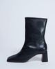 Topshop Topshop Sara premium leather square toe flared heel boots in black - 1