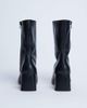 Topshop Topshop Sara premium leather square toe flared heel boots in black - 3