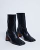 Topshop Topshop Sara premium leather square toe flared heel boots in black - 4