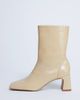 Topshop Topshop Sara Premium leather square toe flared heel boots in buttermilk-White - 1