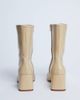 Topshop Topshop Sara Premium leather square toe flared heel boots in buttermilk-White - 3