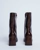 Topshop Topshop Sara Premium leather square toe flared heel boots in chocolate-Gray - 3
