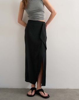 Topshop Topshop sarong wrap midaxi skirt in black