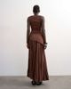 Topshop Topshop sash tie full circle crinkle maxi skirt in chocolate-Brown - 4