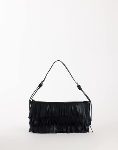 Topshop Topshop Sasha small fringe shoulder bag in black