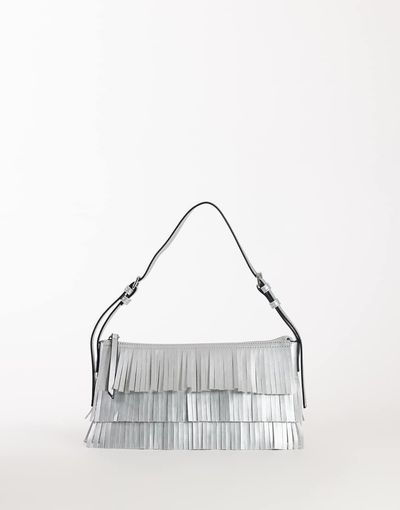 Topshop Topshop Sasha small fringe shoulder bag in silver