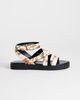 Topshop Topshop Sasha strappy flat sandals in cow print hair on real leather-White - 1