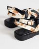 Topshop Topshop Sasha strappy flat sandals in cow print hair on real leather-White - 4