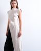 Topshop Topshop satin asymmetric hem tunic top with shoulder pads in oyster-Black - 2