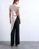 Topshop Topshop satin asymmetric hem tunic top with shoulder pads in oyster-Black - 4