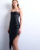 Topshop Topshop satin asymmetric lace trim midi slip dress in black - 2