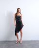 Topshop Topshop satin asymmetric lace trim midi slip dress in black polka dot - 1