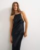 Topshop Topshop satin bias halter neck open scoop back maxi dress in black - 4