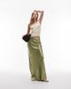 Topshop Topshop satin bias maxi skirt in olive-Green - 1