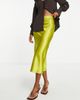 Topshop Topshop satin bias midi skirt in chartreuse-Green - 1