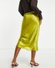 Topshop Topshop satin bias midi skirt in chartreuse-Green - 2