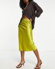 Topshop Topshop satin bias midi skirt in chartreuse-Green - 3