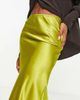 Topshop Topshop satin bias midi skirt in chartreuse-Green - 4