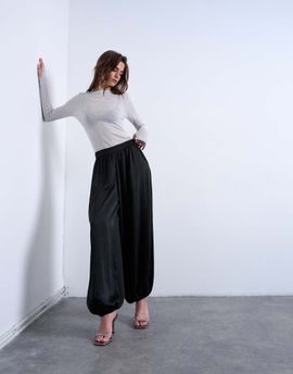 Topshop Topshop satin deep waistband balloon pants in black - part of a set