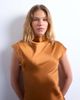 Topshop Topshop satin drape neck maxi dress with lace trim in caramel-Brown - 3