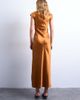 Topshop Topshop satin drape neck maxi dress with lace trim in caramel-Brown - 4