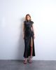 Topshop Topshop satin draped neck maxi dress with lace trim in black - 1