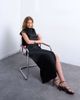 Topshop Topshop satin draped neck maxi dress with lace trim in black - 2