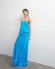 Topshop Topshop satin dropped waist blouson bandeau maxi dress in blue - 1