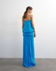 Topshop Topshop satin dropped waist blouson bandeau maxi dress in blue - 4