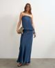 Topshop Topshop satin dropped waist blouson bandeau maxi dress in navy - 2