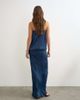 Topshop Topshop satin dropped waist blouson bandeau maxi dress in navy - 3