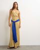 Topshop Topshop satin dropped waist maxi dress with contrast tie belt in gold and blue-No color - 1