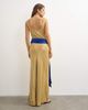 Topshop Topshop satin dropped waist maxi dress with contrast tie belt in gold and blue-No color - 2