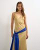 Topshop Topshop satin dropped waist maxi dress with contrast tie belt in gold and blue-No color - 4