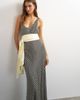 Topshop Topshop satin dropped waist maxi dress with contrast tie belt in mono geometric print-Multi - 1