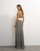 Topshop Topshop satin dropped waist maxi dress with contrast tie belt in mono geometric print-Multi - 2