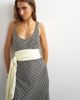 Topshop Topshop satin dropped waist maxi dress with contrast tie belt in mono geometric print-Multi - 3