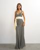 Topshop Topshop satin dropped waist maxi dress with contrast tie belt in mono geometric print-Multi - 4
