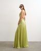 Topshop Topshop satin halter neck maxi dress with beaded back detailing in lime-Green - 2