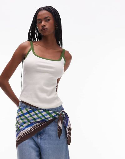 Topshop Topshop satin headcarf in gingham print-Multi